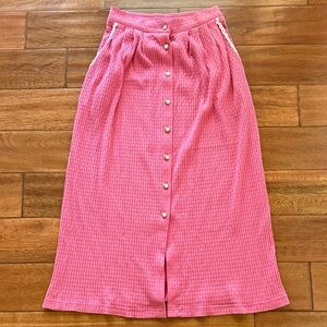 Vintage Lacy Afternoon Pink Button-Down Skirt Rose buttons Size Small